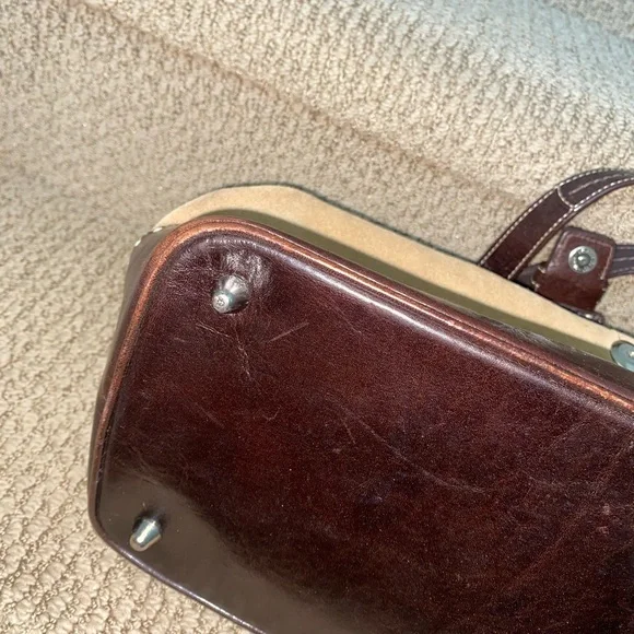 Coach hamptons maddison suede leaterh carryall satchel - Picture 7 of 11